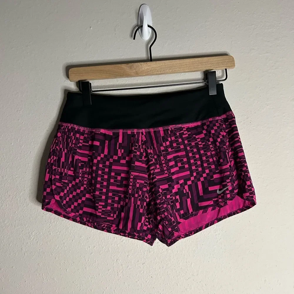 Nike Dri Fit Rival Pink & Black Printed Shorts Size XS